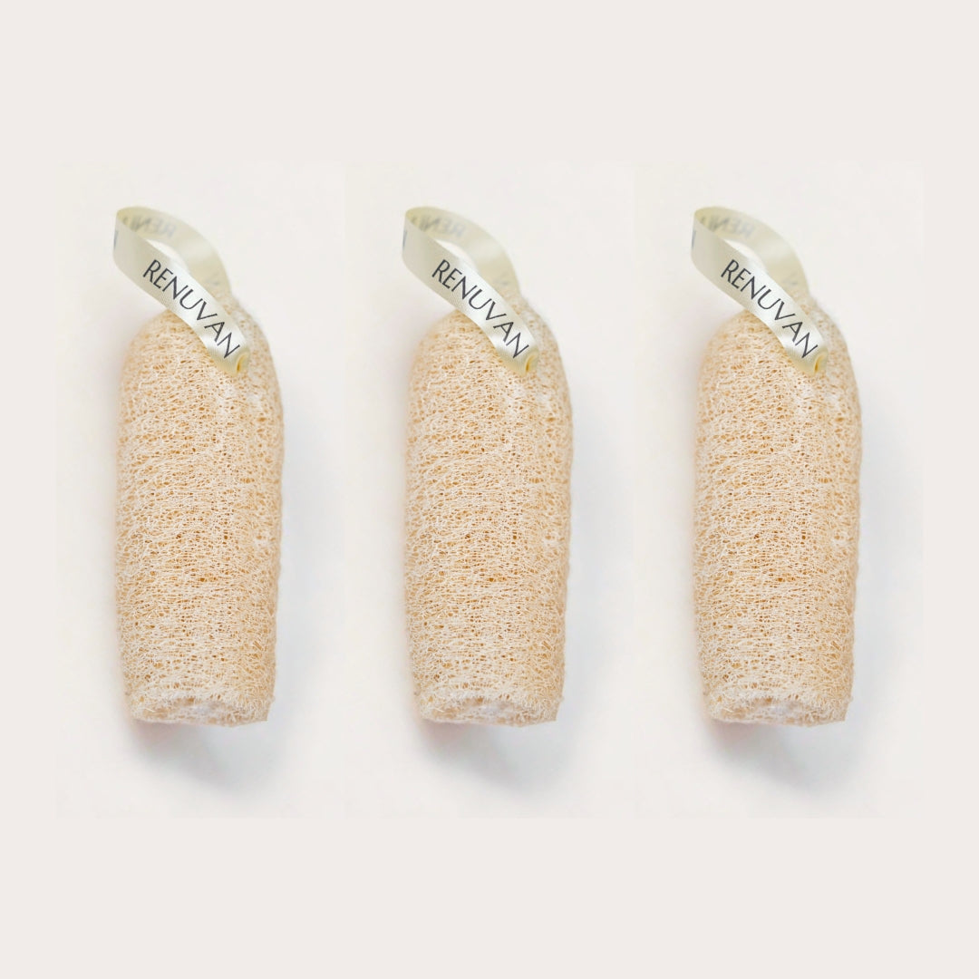Renuvan Natural Loofah - Pack of 3 | 100% Organic Exfoliating Body Sponge for Smooth, Glowing Skin