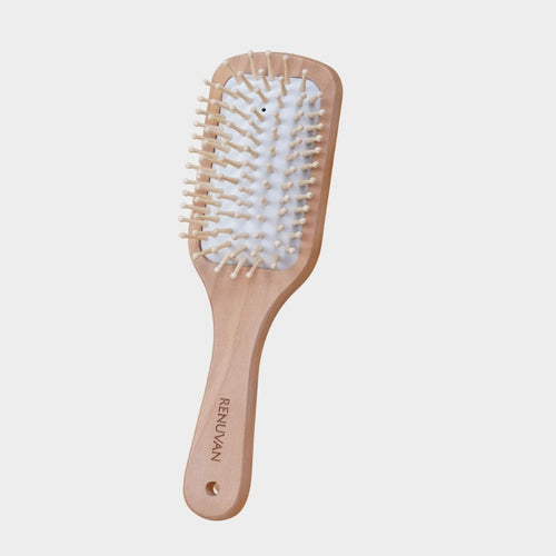 Renuvan Organic Bamboo Small Paddle Hair Brush | Eco-Friendly Hair Care Solution for All Hair Types