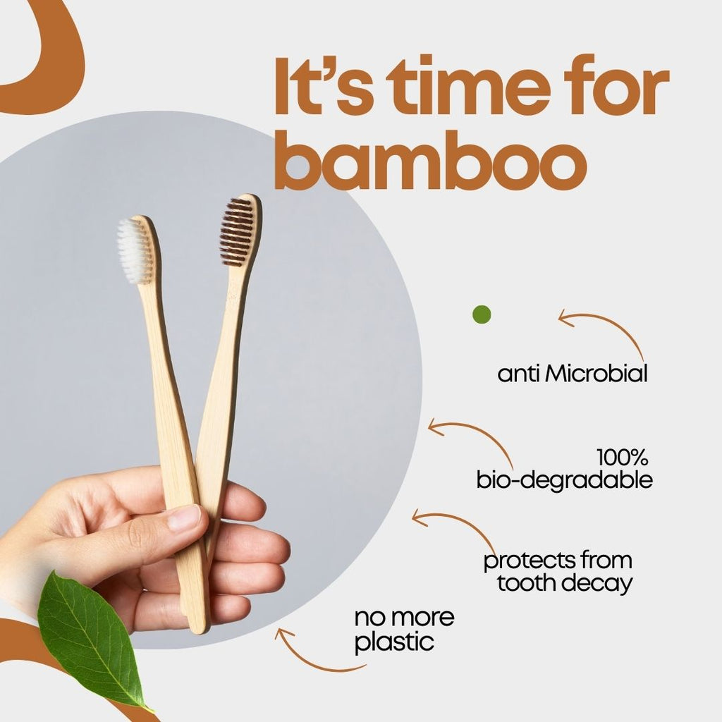 Renuvan Organic Bamboo Toothbrush - Pack of 1 | Eco-Friendly & Sustainable Dental Care