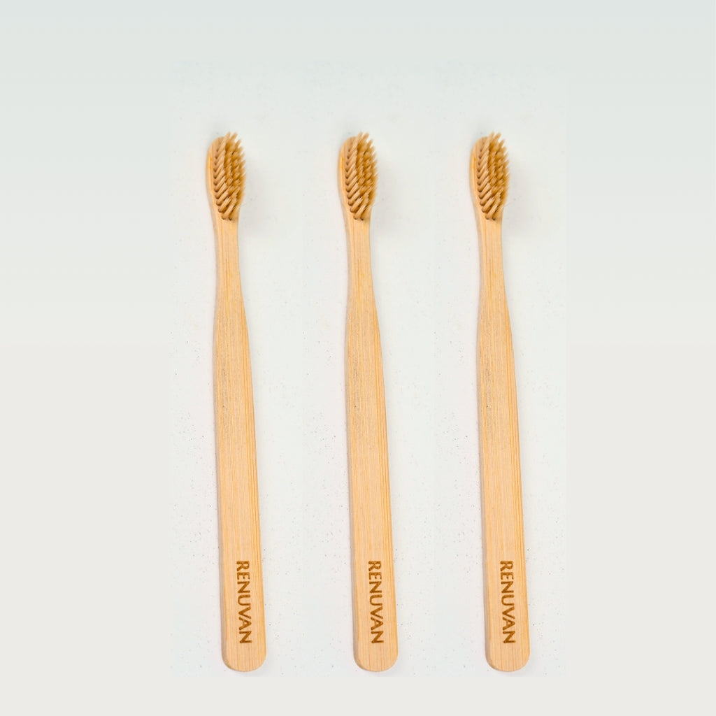 Renuvan Organic Bamboo Toothbrush - Pack of 3 | Eco-Friendly & Sustainable Dental Care