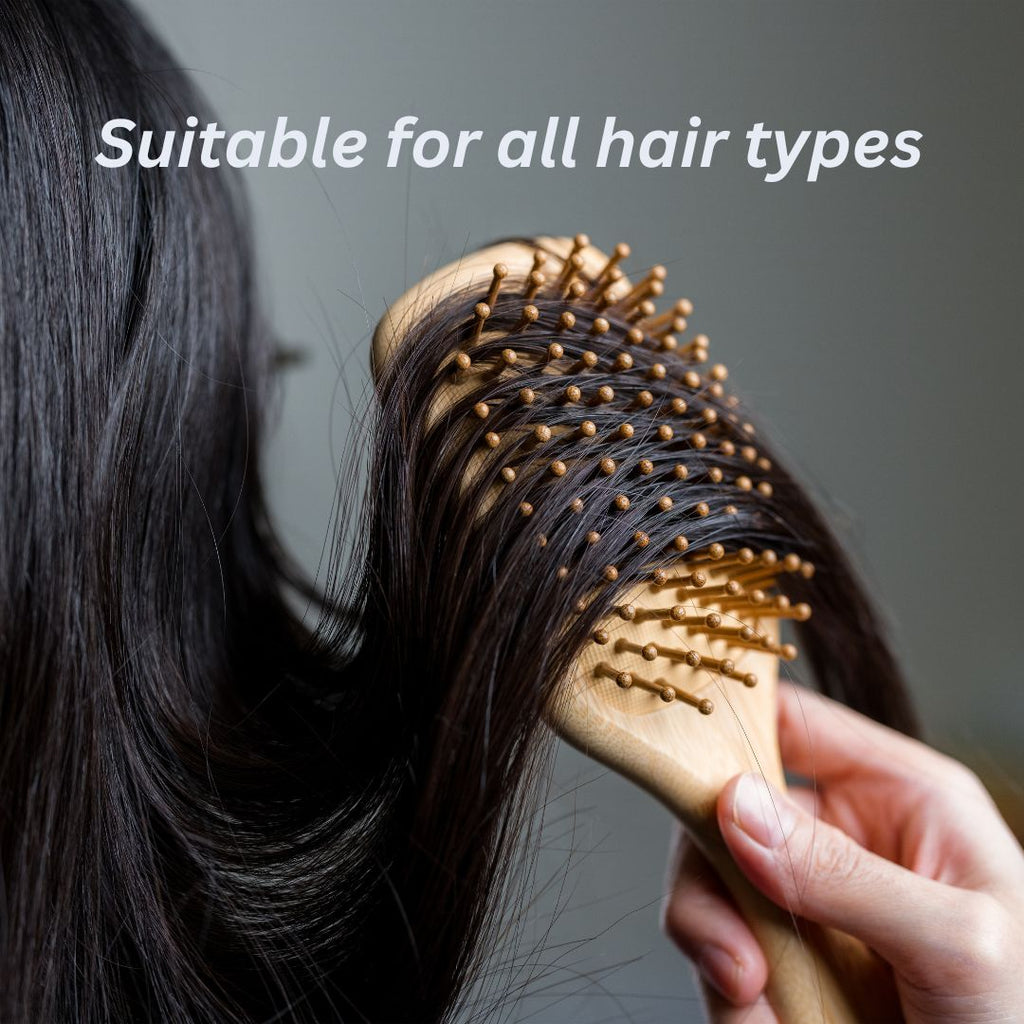 Renuvan Organic Bamboo Small Paddle Hair Brush | Eco-Friendly Hair Care Solution for All Hair Types