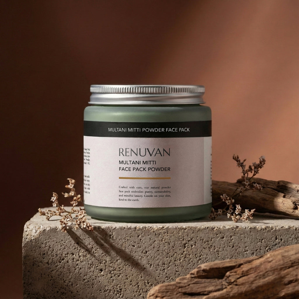 Renuvan Organic Multani Mitti Powder Face Pack | Deep Cleanse & Natural Glow (Preservative-Free)