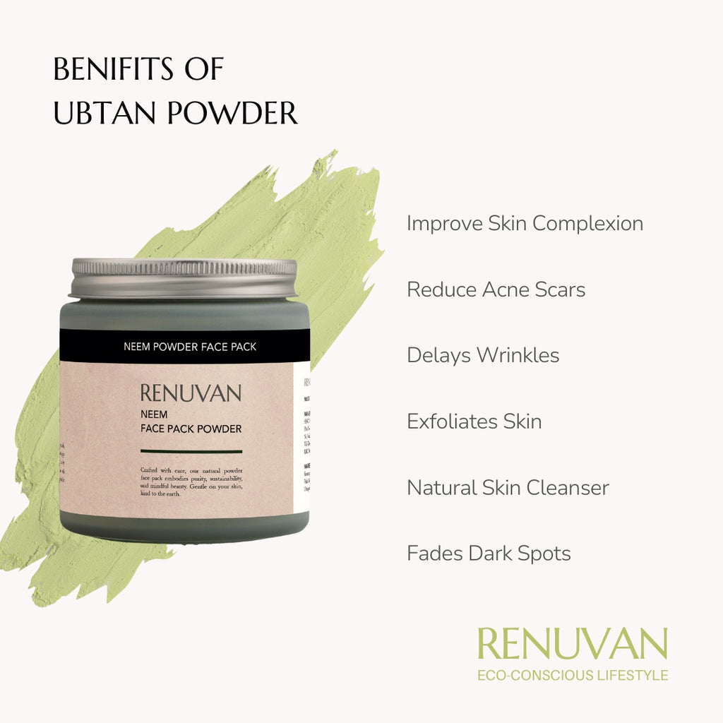 Renuvan Organic Neem Powder | Anti-Acne Face Pack & Anti-Dandruff Hair Mask