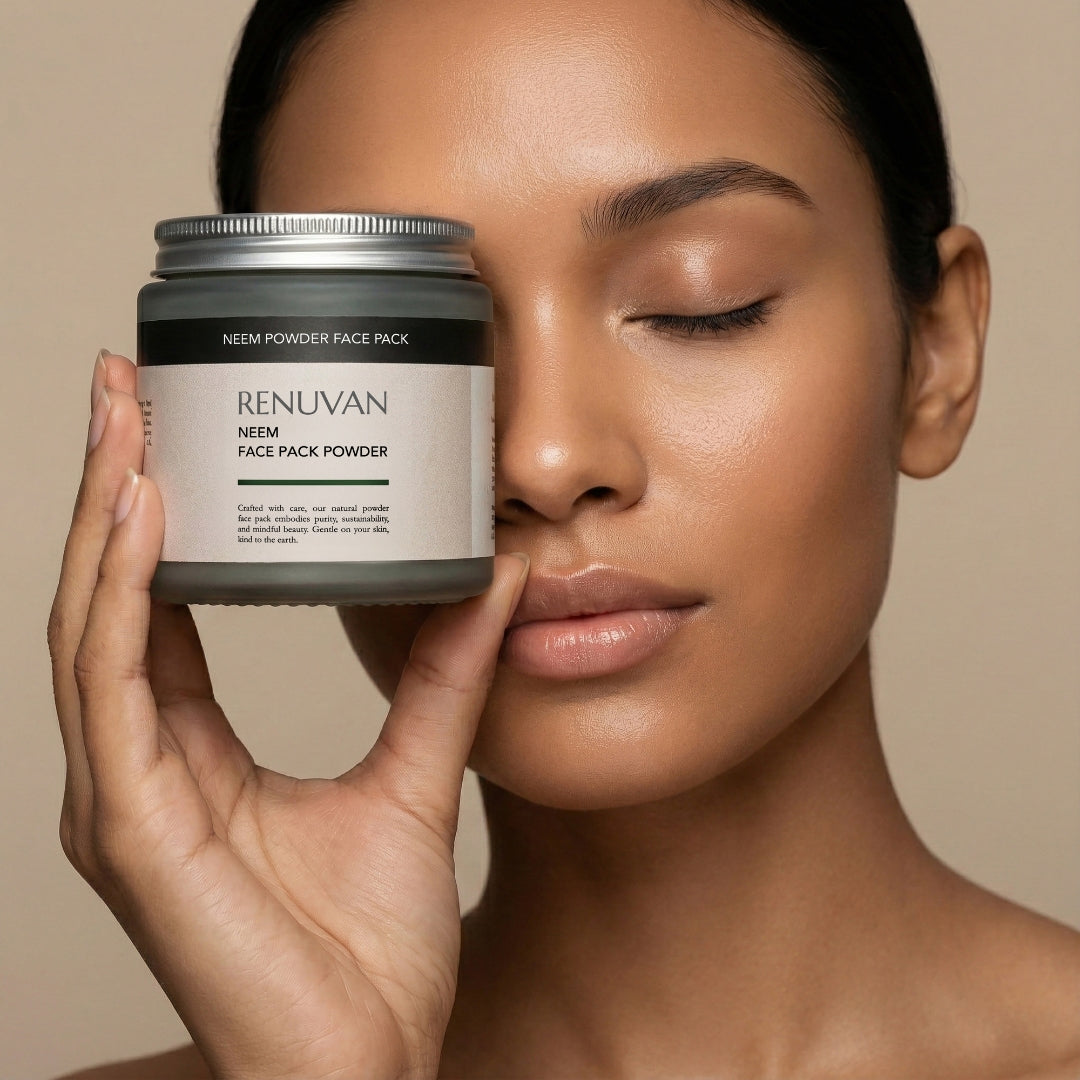 Renuvan Organic Neem Powder | Anti-Acne Face Pack & Anti-Dandruff Hair Mask