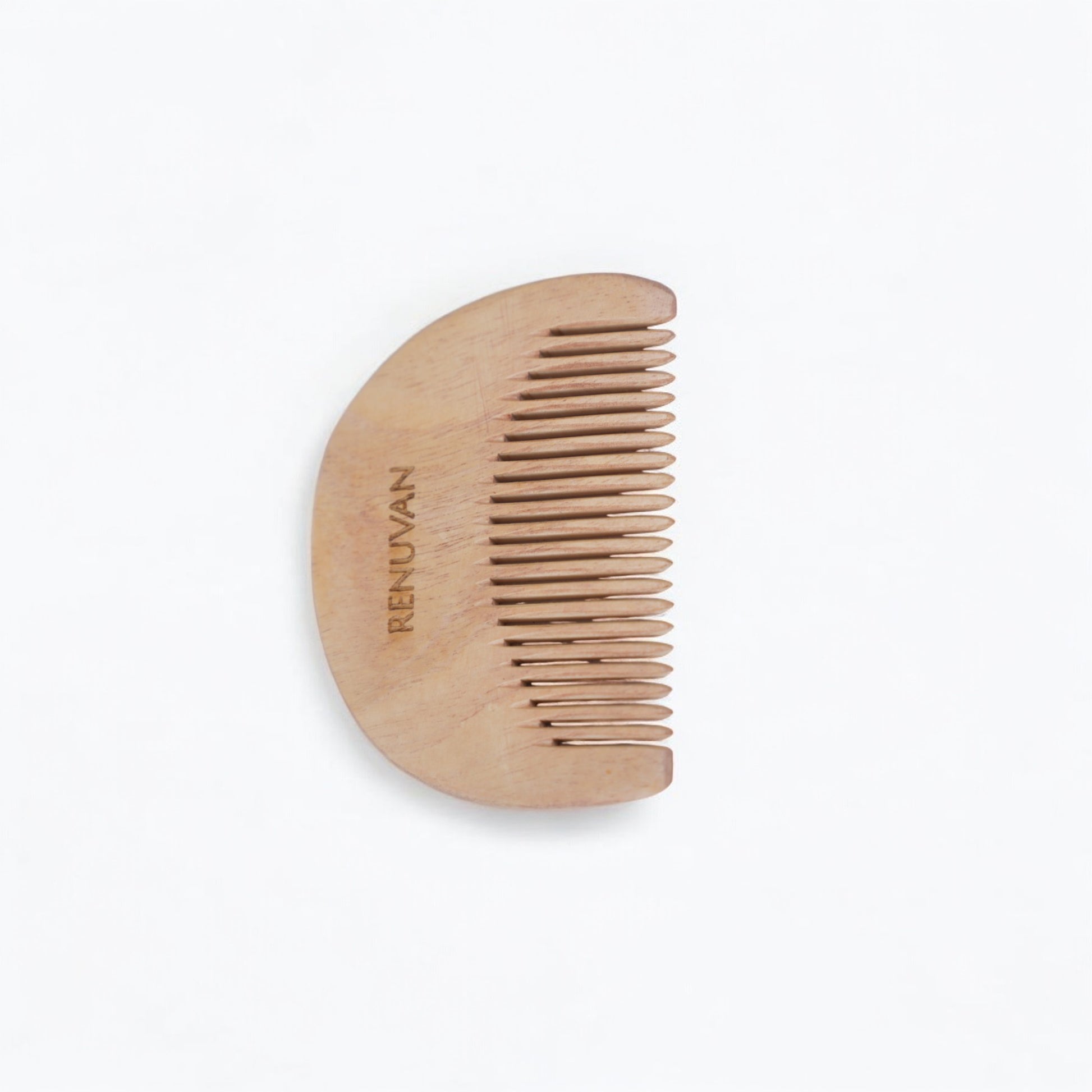 Renuvan Sustainable Wooden Beard Comb - Eco-Friendly, Natural, Gentle on Beard & Skin, Detangles, Anti-Static, Handmade, Zero-Waste