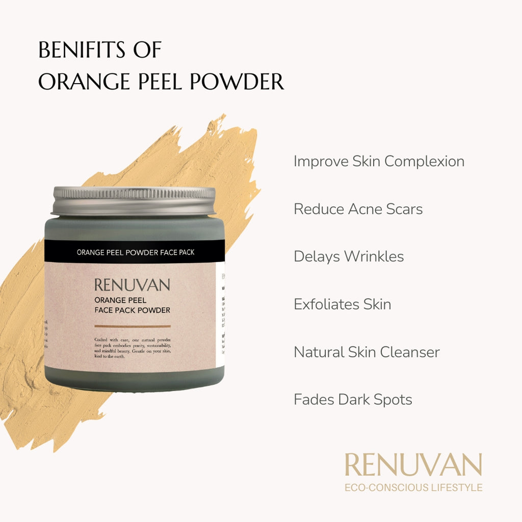 Renuvan Organic Orange Peel Powder | Natural Vitamin C & Skin Brightening Face Pack